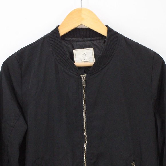 Ivy Main Bomber Jacket Womens Black Full Zip Lightweight Pocket Fronts Small S - Picture 5 of 9